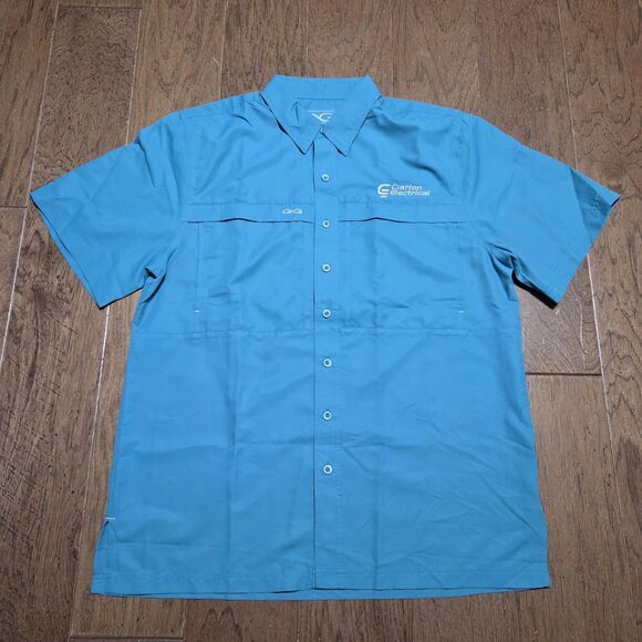 GameGuard Outdoor Fishing Shirt Mens L Blue Vented Short Sleeve 100% Polyester - Picture 1 of 6